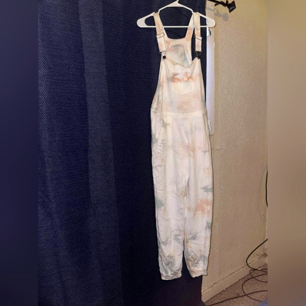 POL distressed tye-dyed overalls with jogger bottoms